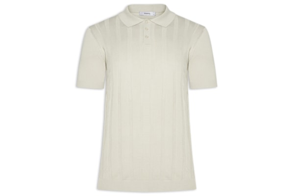 Polo Masculina Tricot Detalhes - Cinza