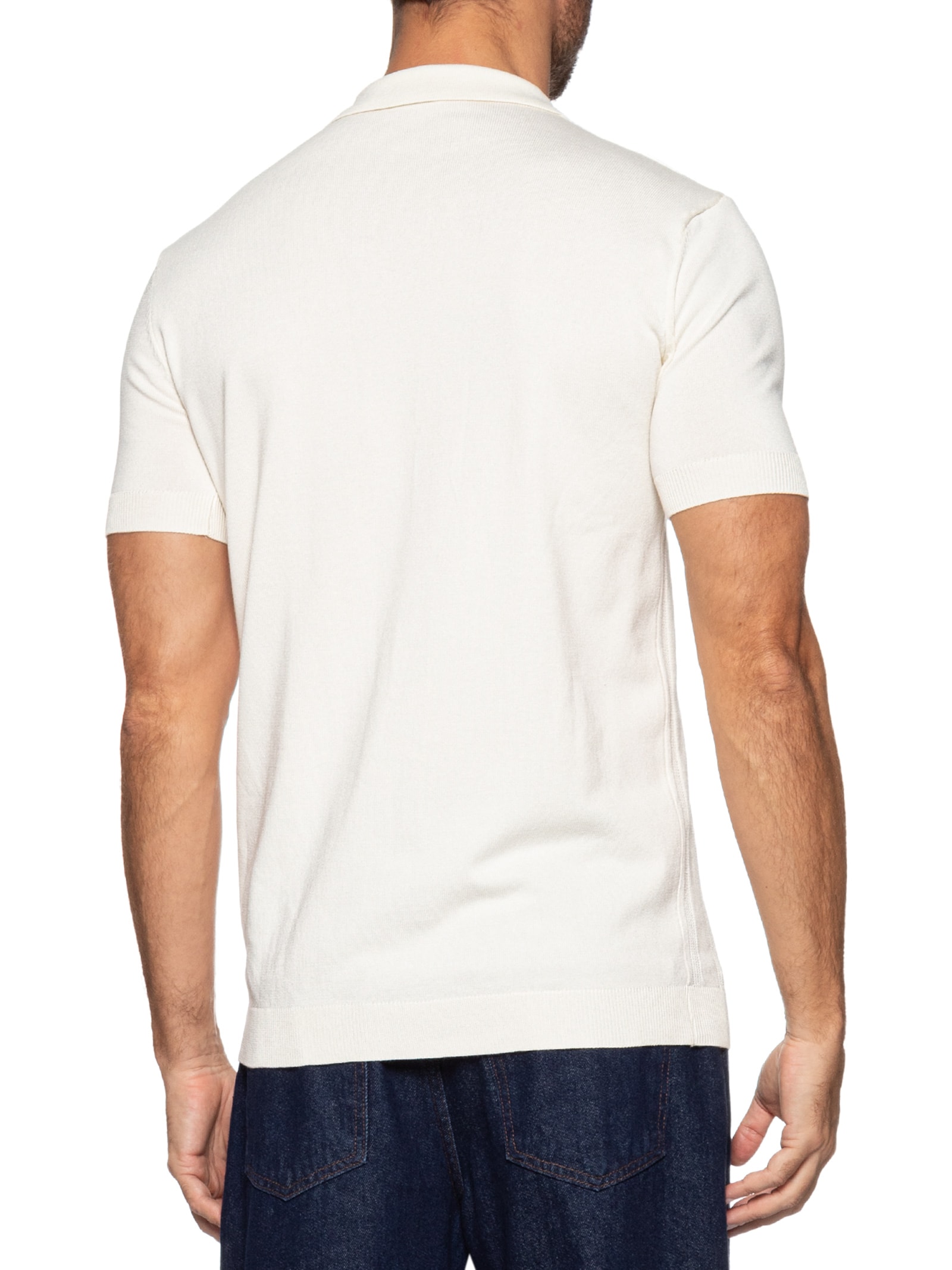 Polo Masculina Tricot Detalhes Off White Basiq Men