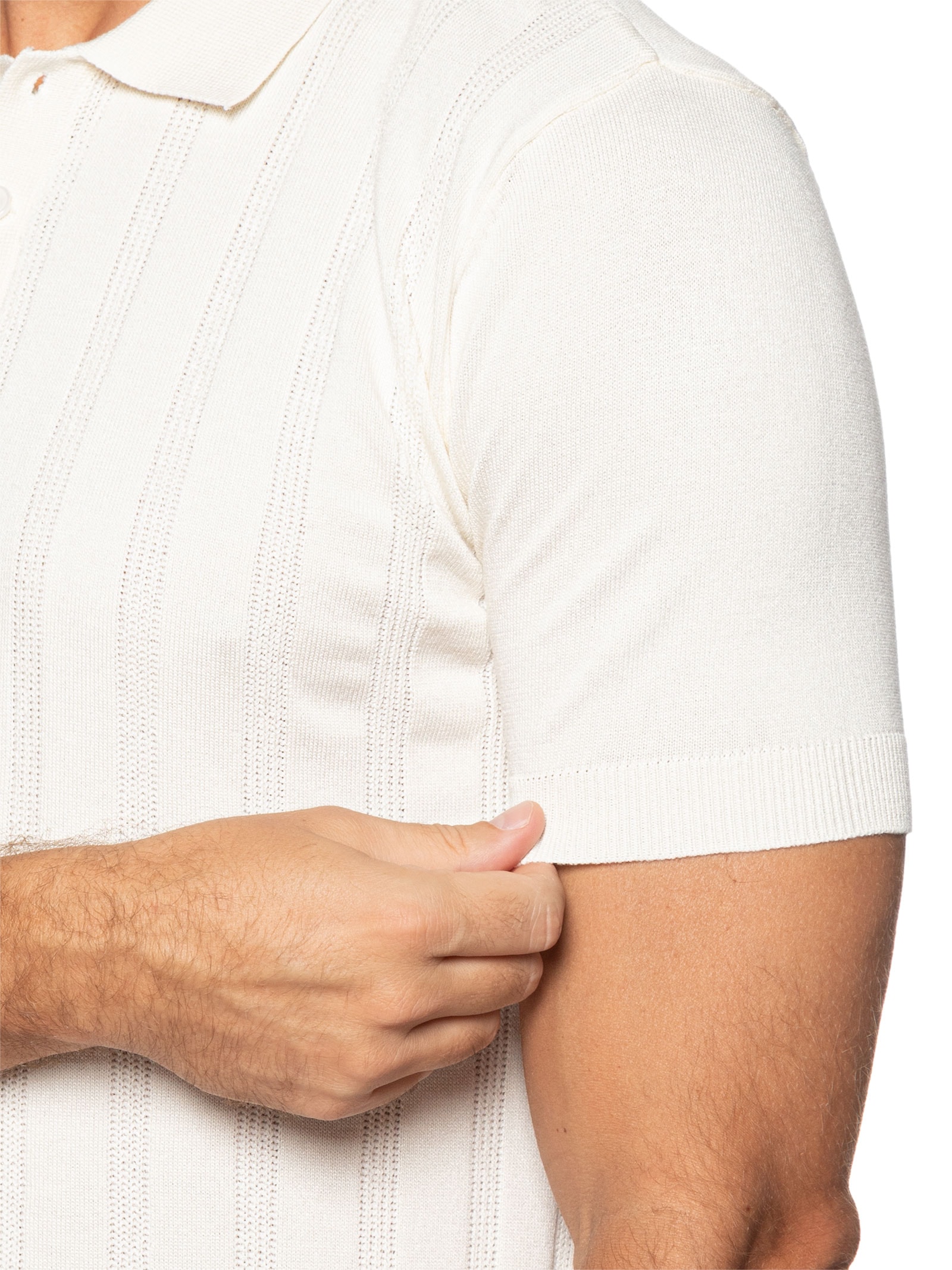 Polo Masculina Tricot Detalhes Off White Basiq Men