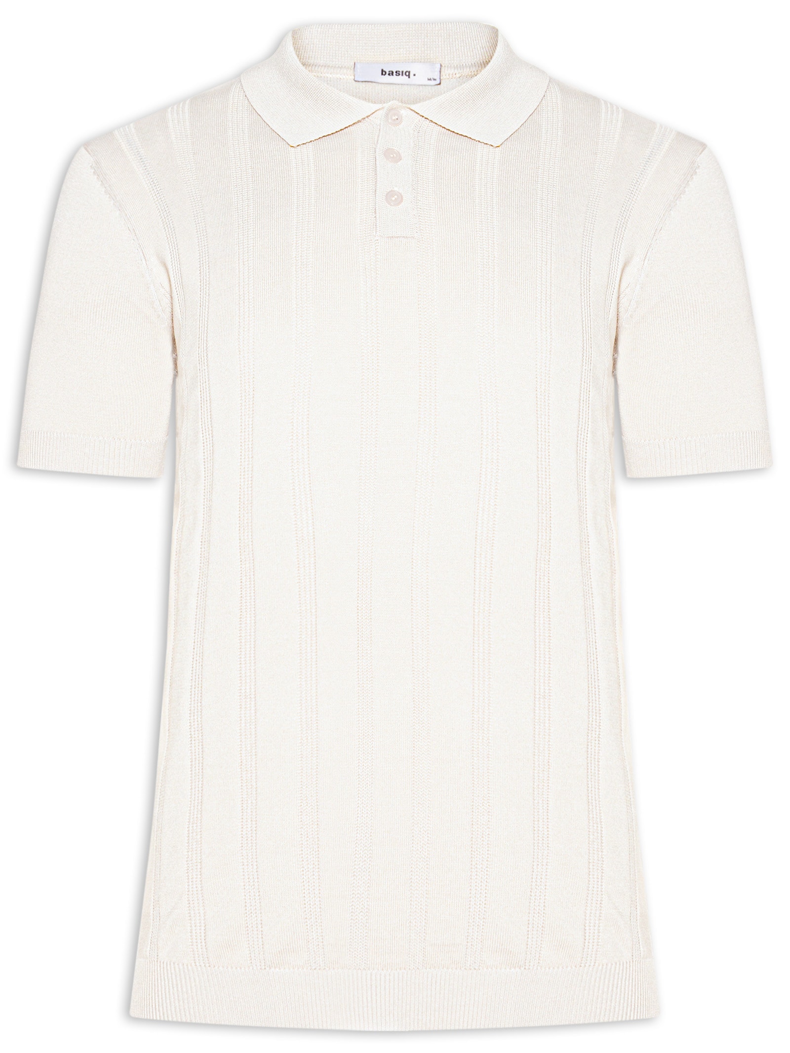 Polo Masculina Tricot Detalhes Off White Basiq Men