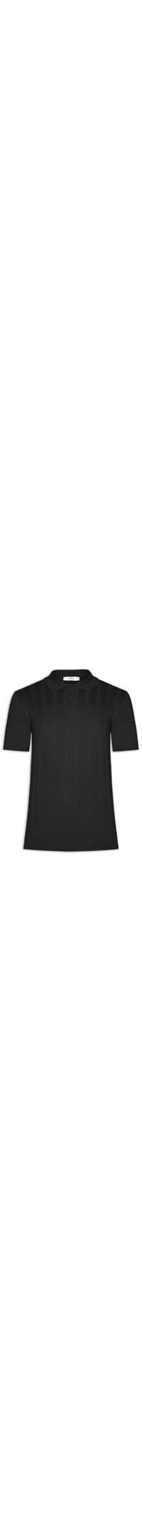 Polo Masculina Tricot Detalhes - Preto