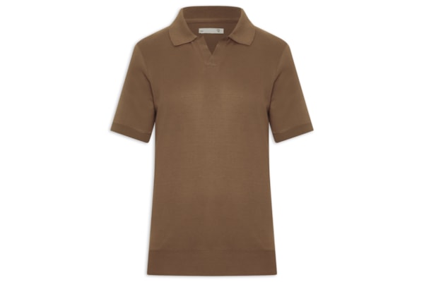 Polo Masculina Tricot Gola Colombiana - Marrom