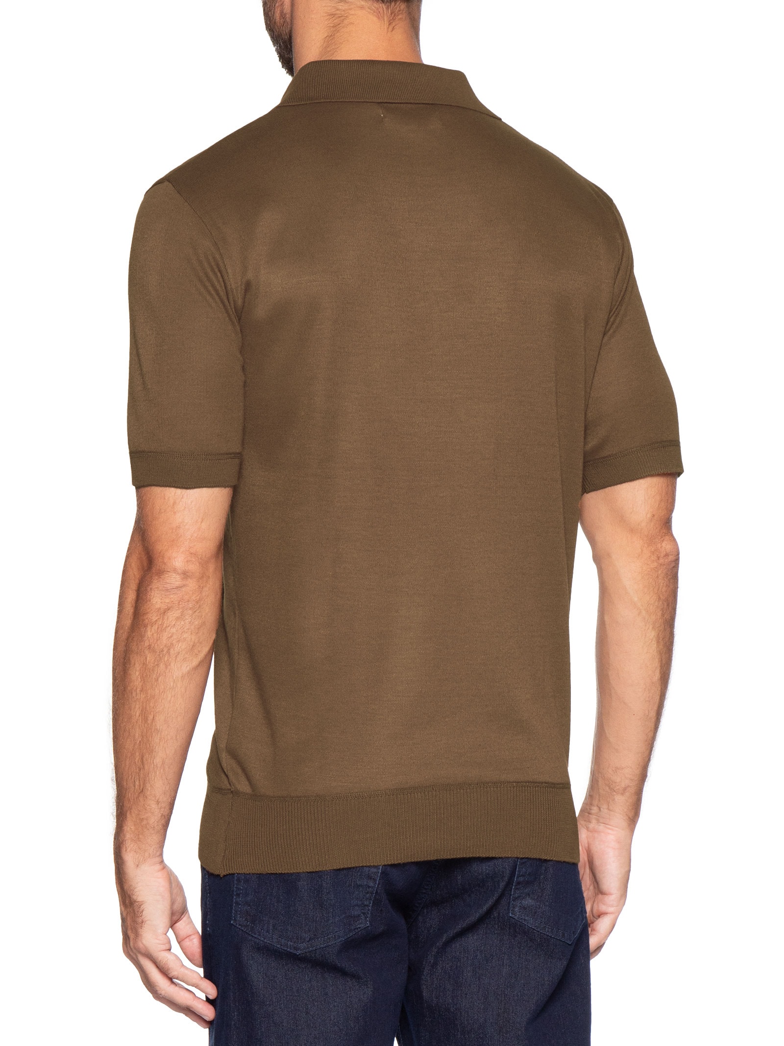 Polo Masculina Tricot Gola Colombiana Marrom '2 Essential