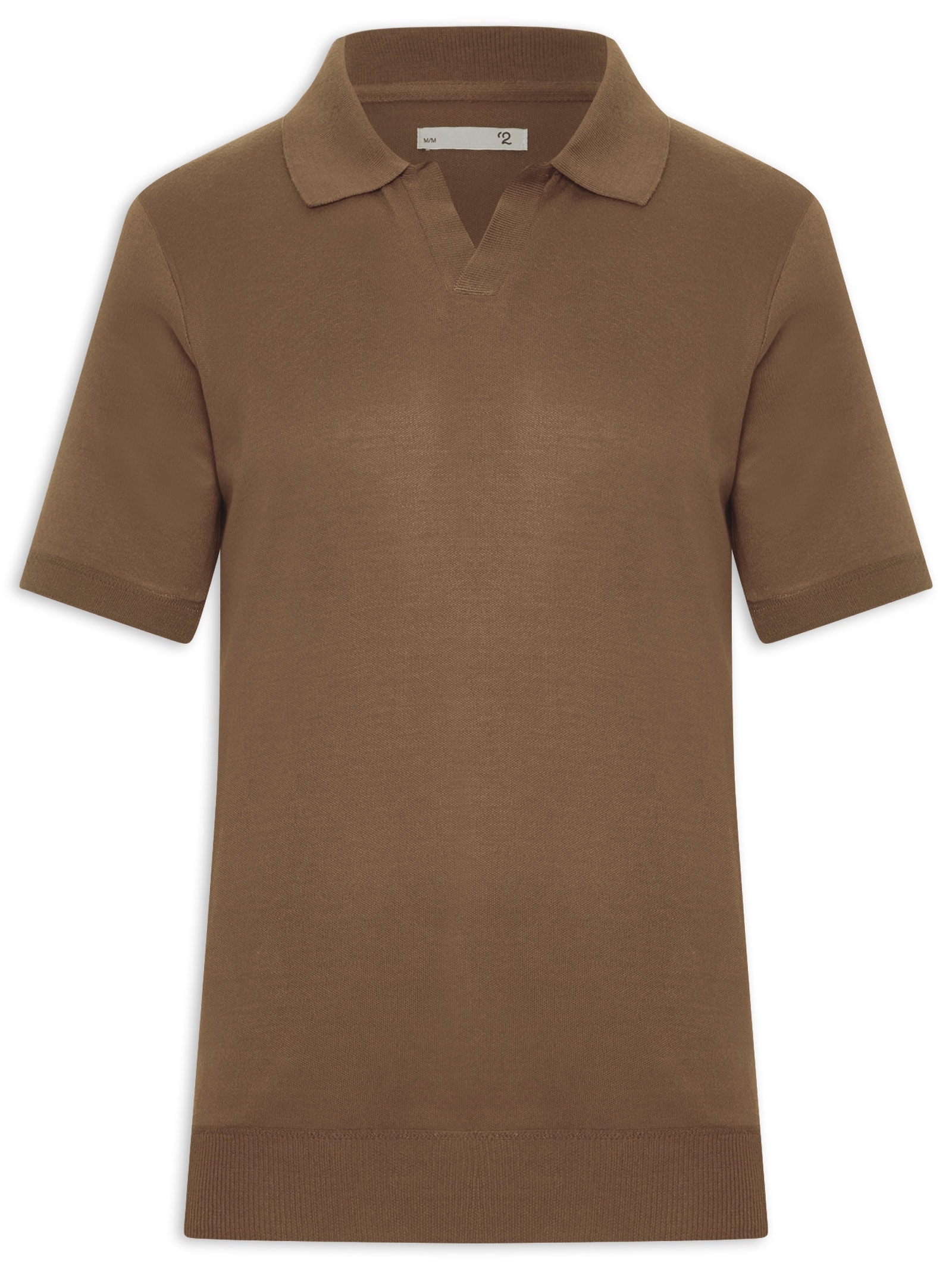 Foxton - Polo Masculina Tricot Ziper Fine - Marrom