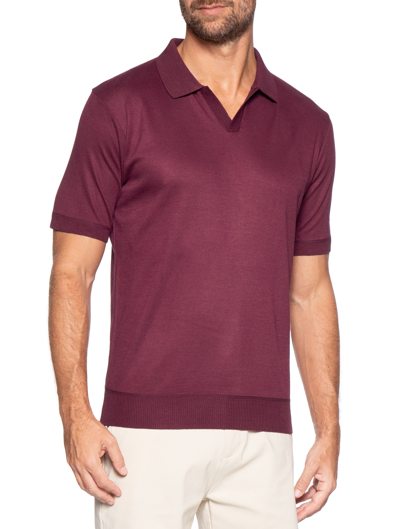 Polo Masculina Tricot Gola Colombiana Vermelho '2 Essential