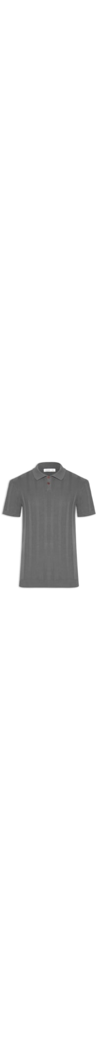 Polo Masculina Tricot Jacquard Listrado - Cinza