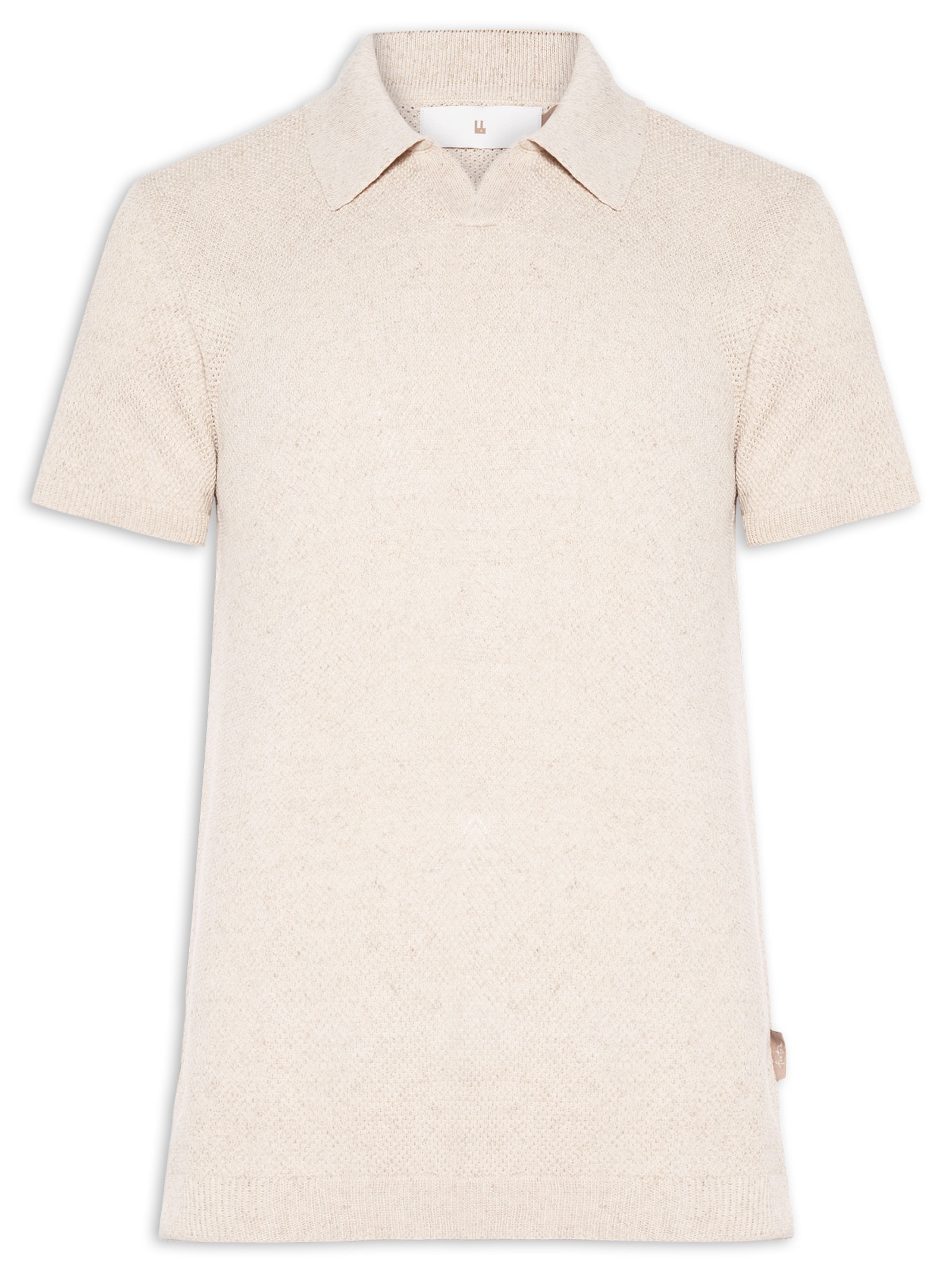 Polo Masculina Tricot Linho Roman Bege Foxton
