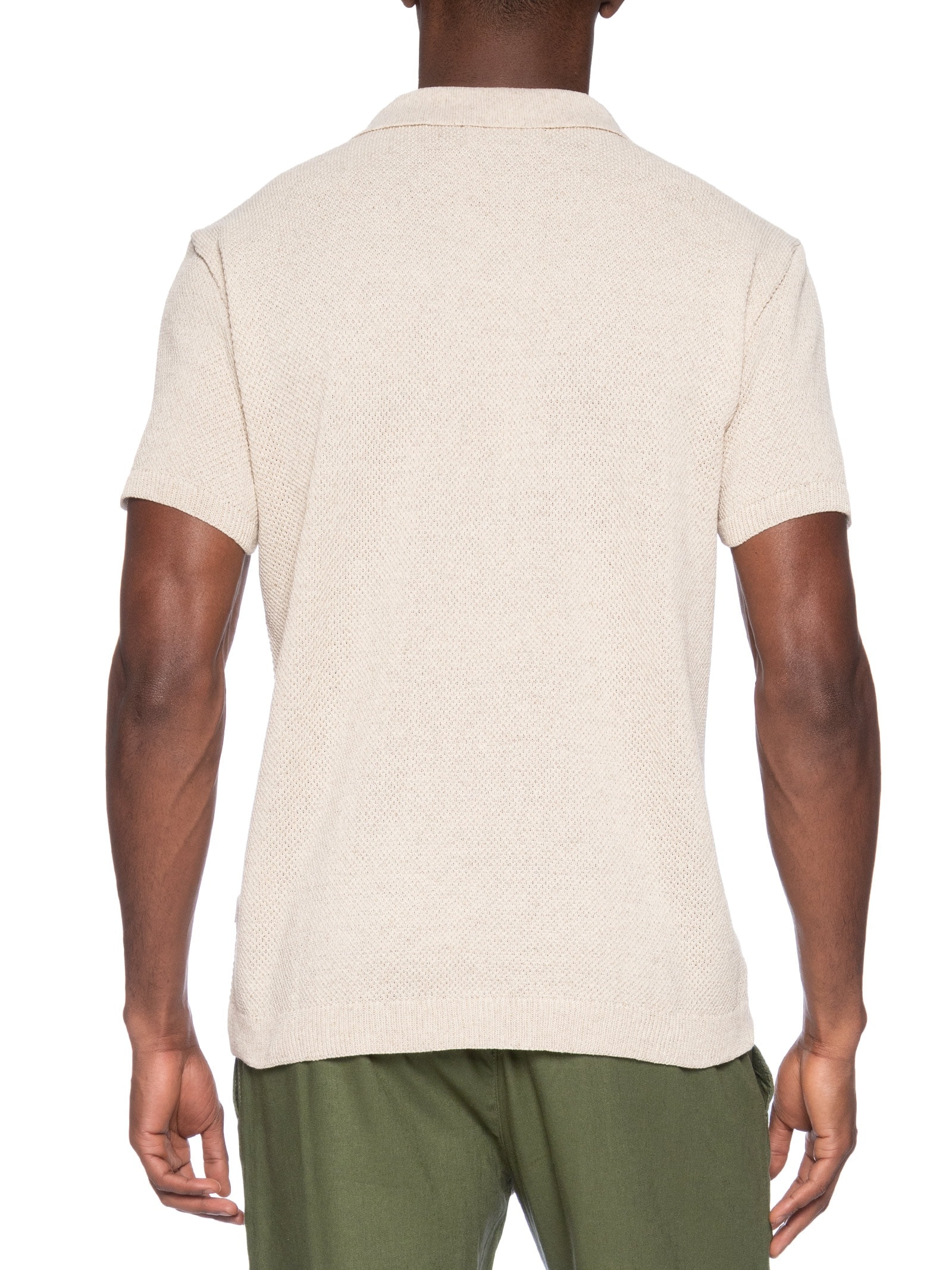 Polo Masculina Tricot Linho Roman Bege Foxton