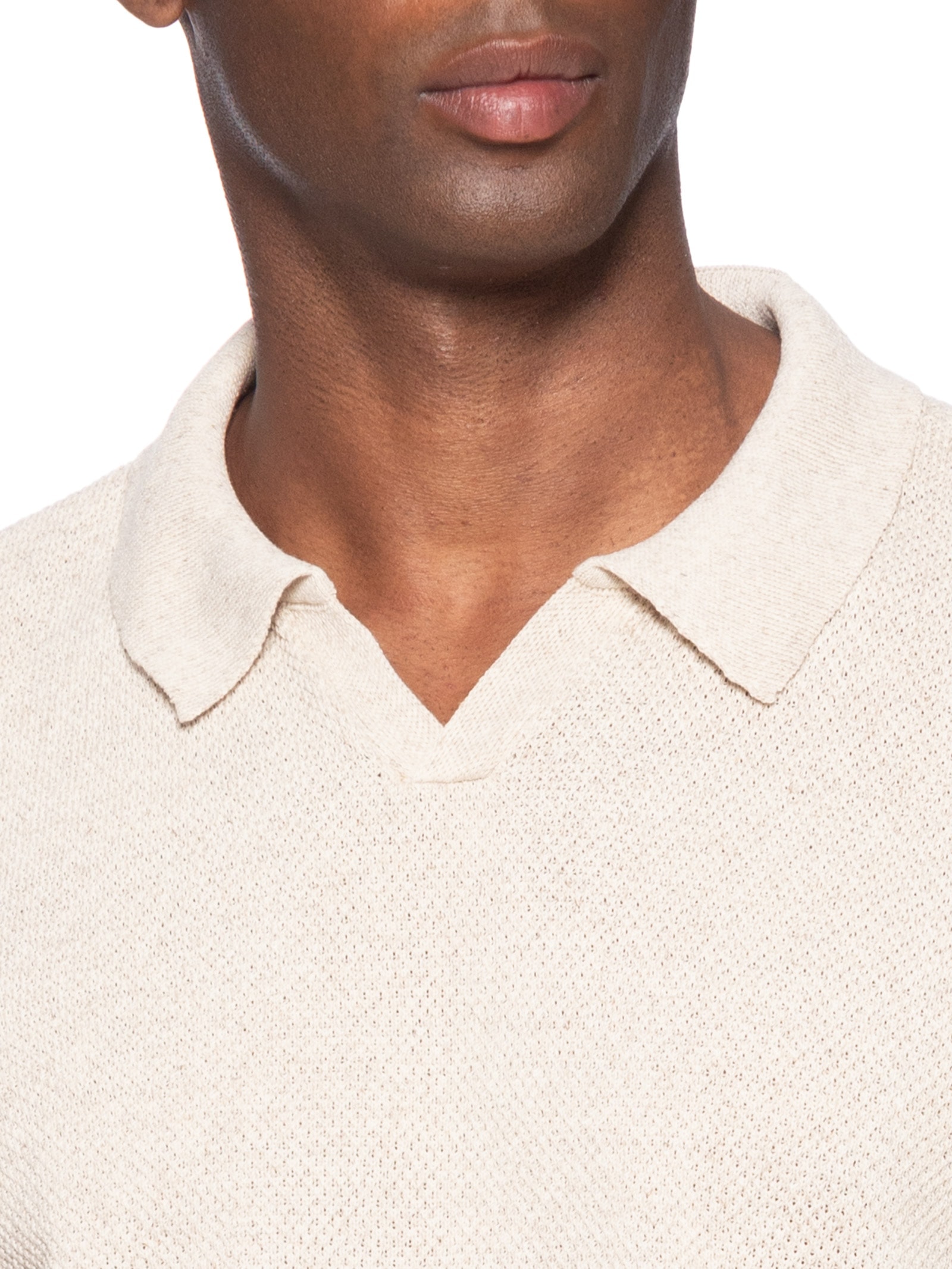 Polo Masculina Tricot Linho Roman Bege Foxton