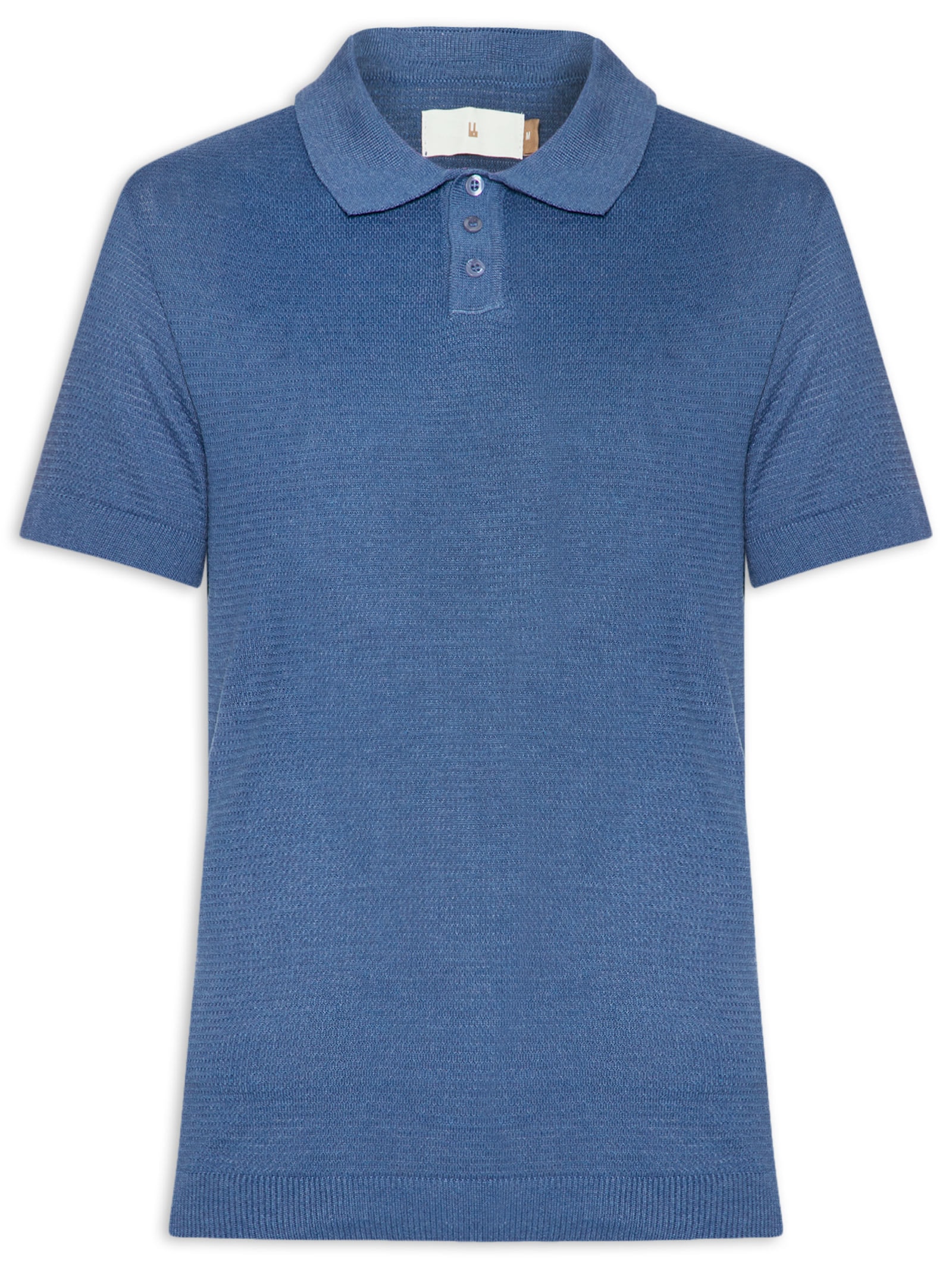 Polo Masculina Tricot Manga Curta Bretanha Azul Foxton