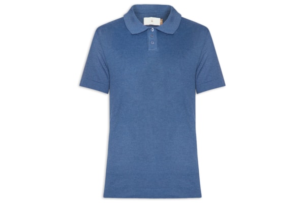 Polo Masculina Tricot Manga Curta Bretanha - Azul