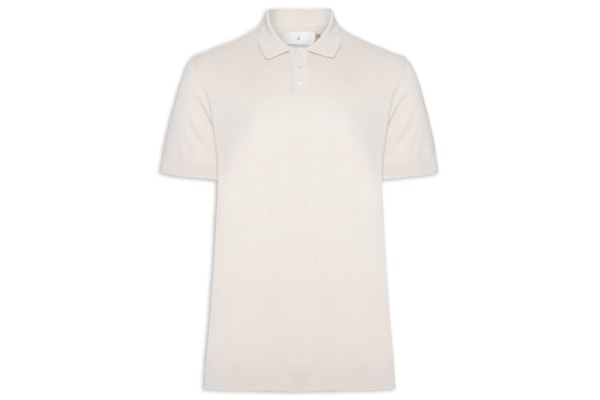 Polo Masculina Tricot Manga Curta Bretanha - Off White