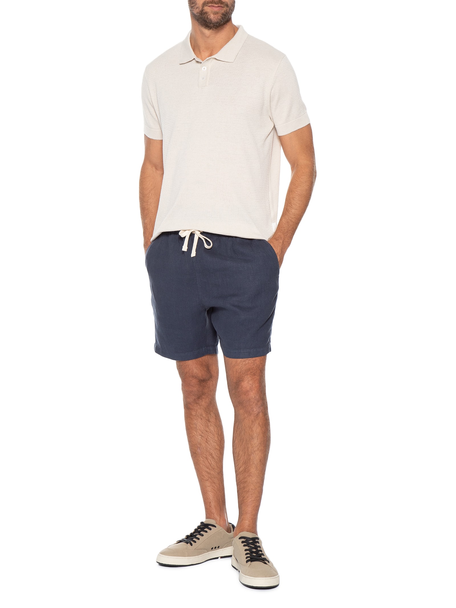 Polo Masculina Tricot Manga Curta Bretanha Off White Foxton