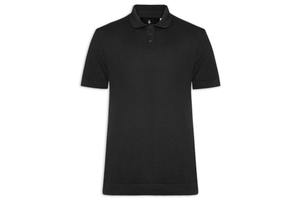 Pólo Masculina Tricot Manga Curta Bretanha - Preto