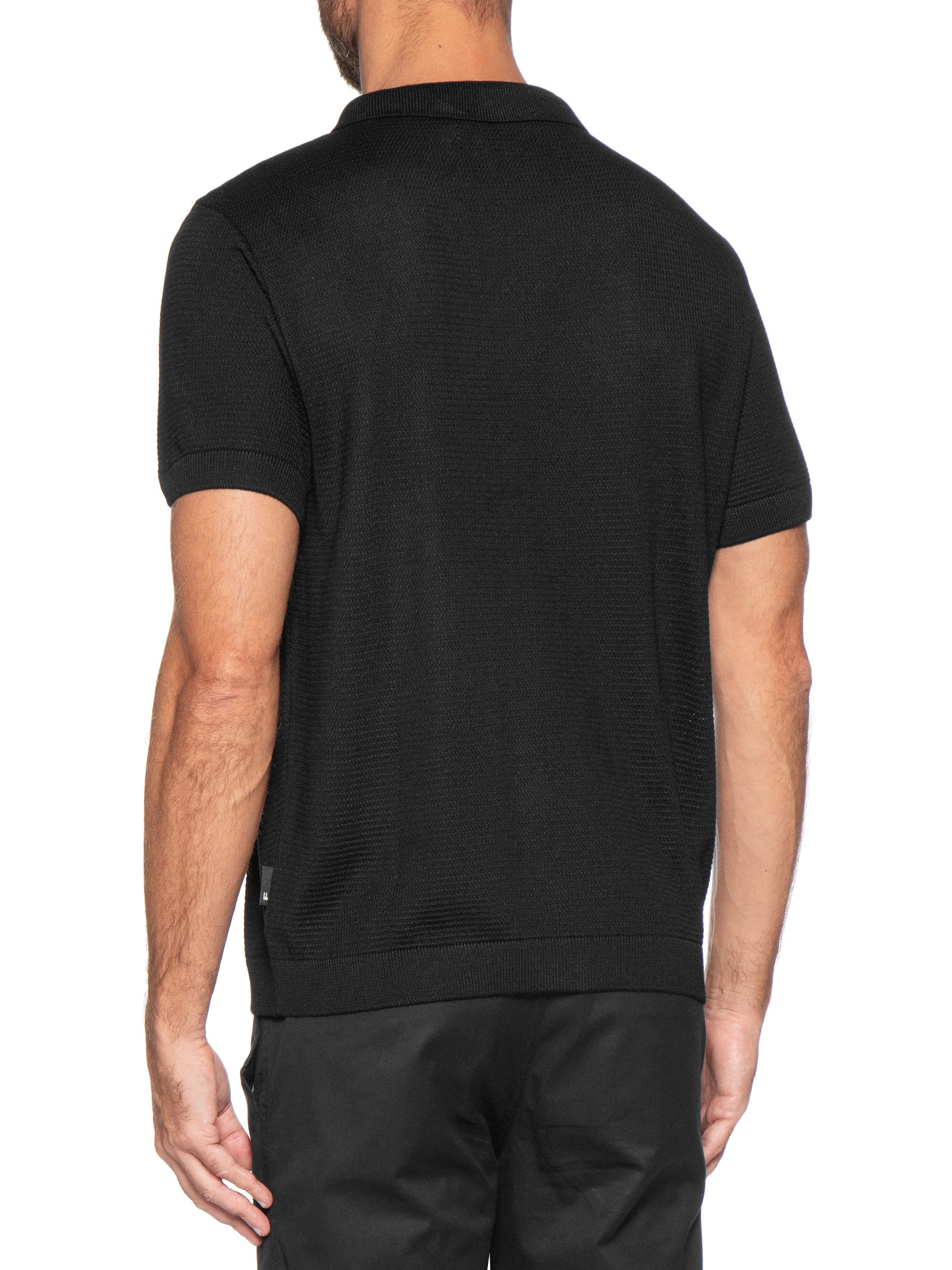 Pólo Masculina Tricot Manga Curta Bretanha Preto Foxton