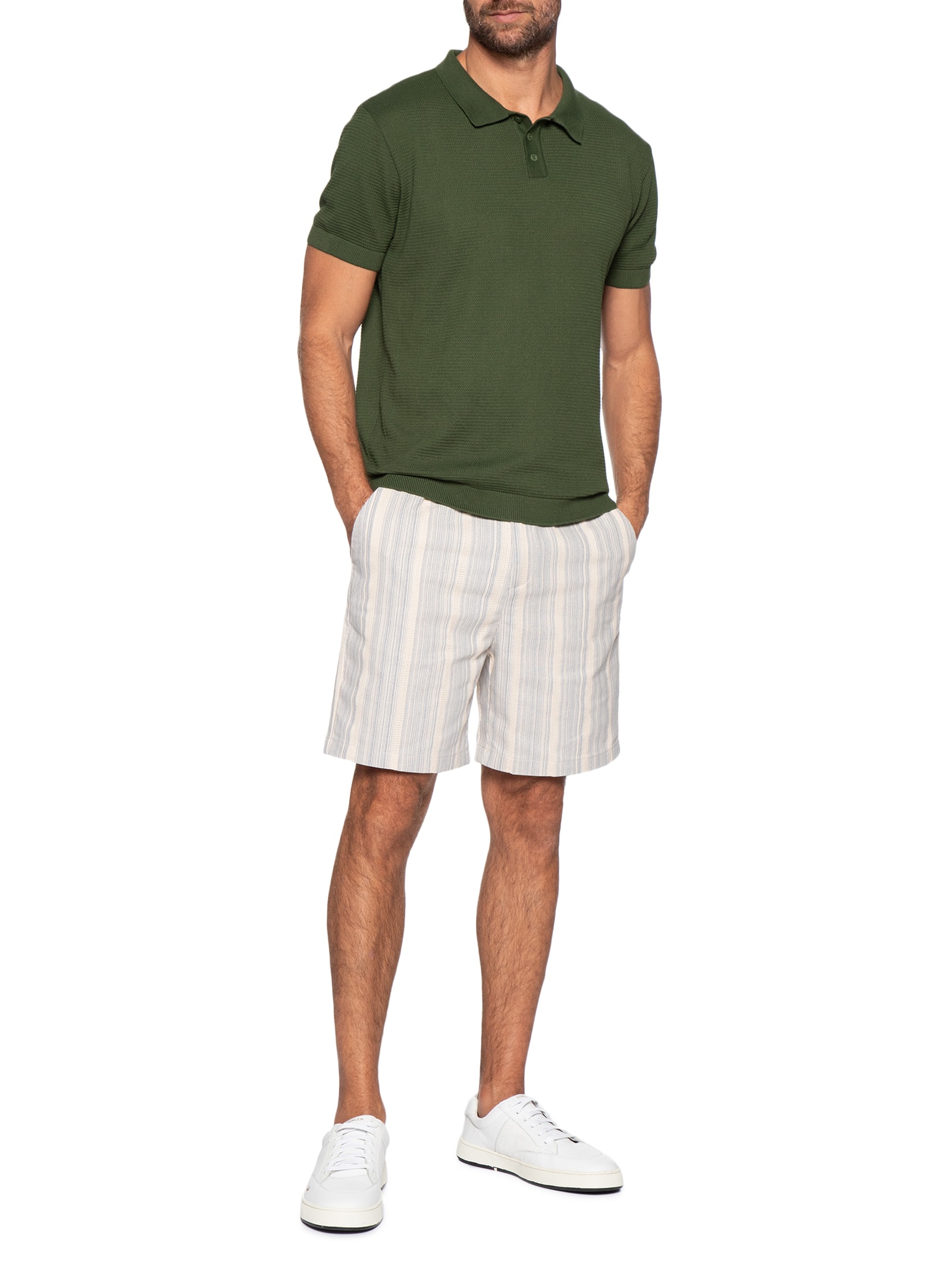 Pólo Masculina Tricot Manga Curta Bretanha Verde Foxton