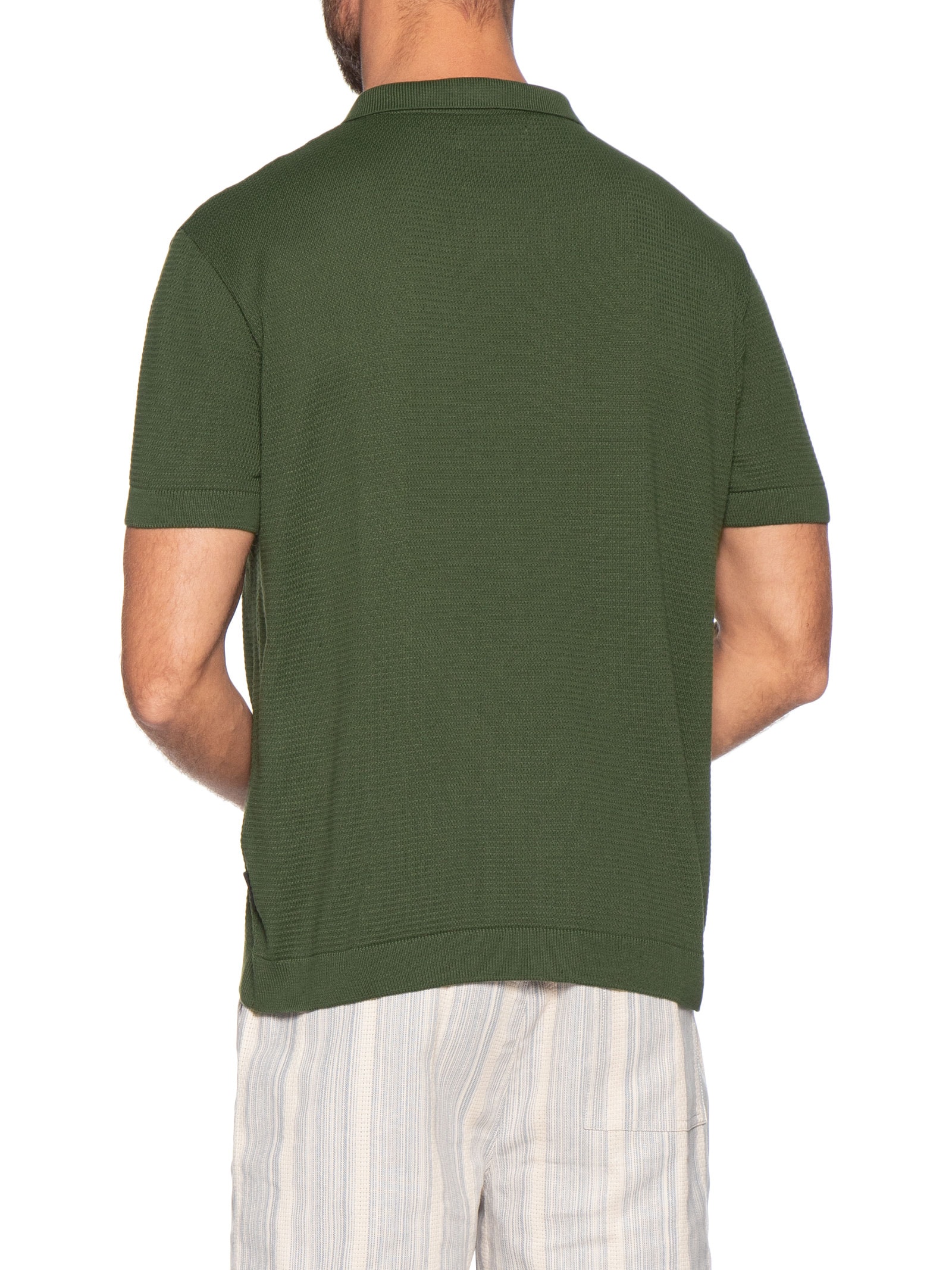 Pólo Masculina Tricot Manga Curta Bretanha Verde Foxton