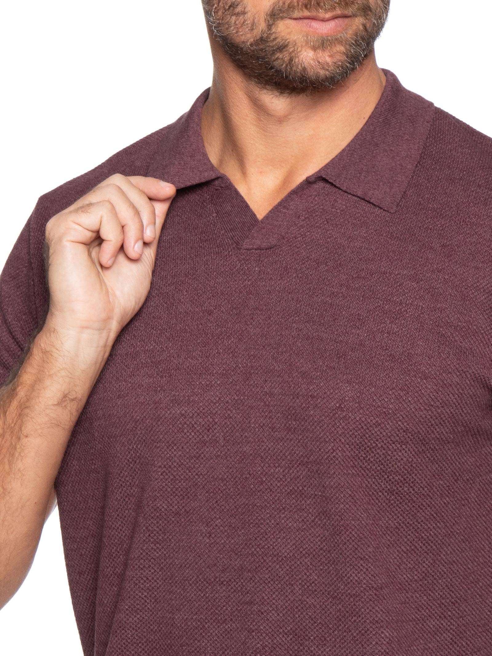 Pólo Masculina Tricot Mescla Roman Vermelho Foxton