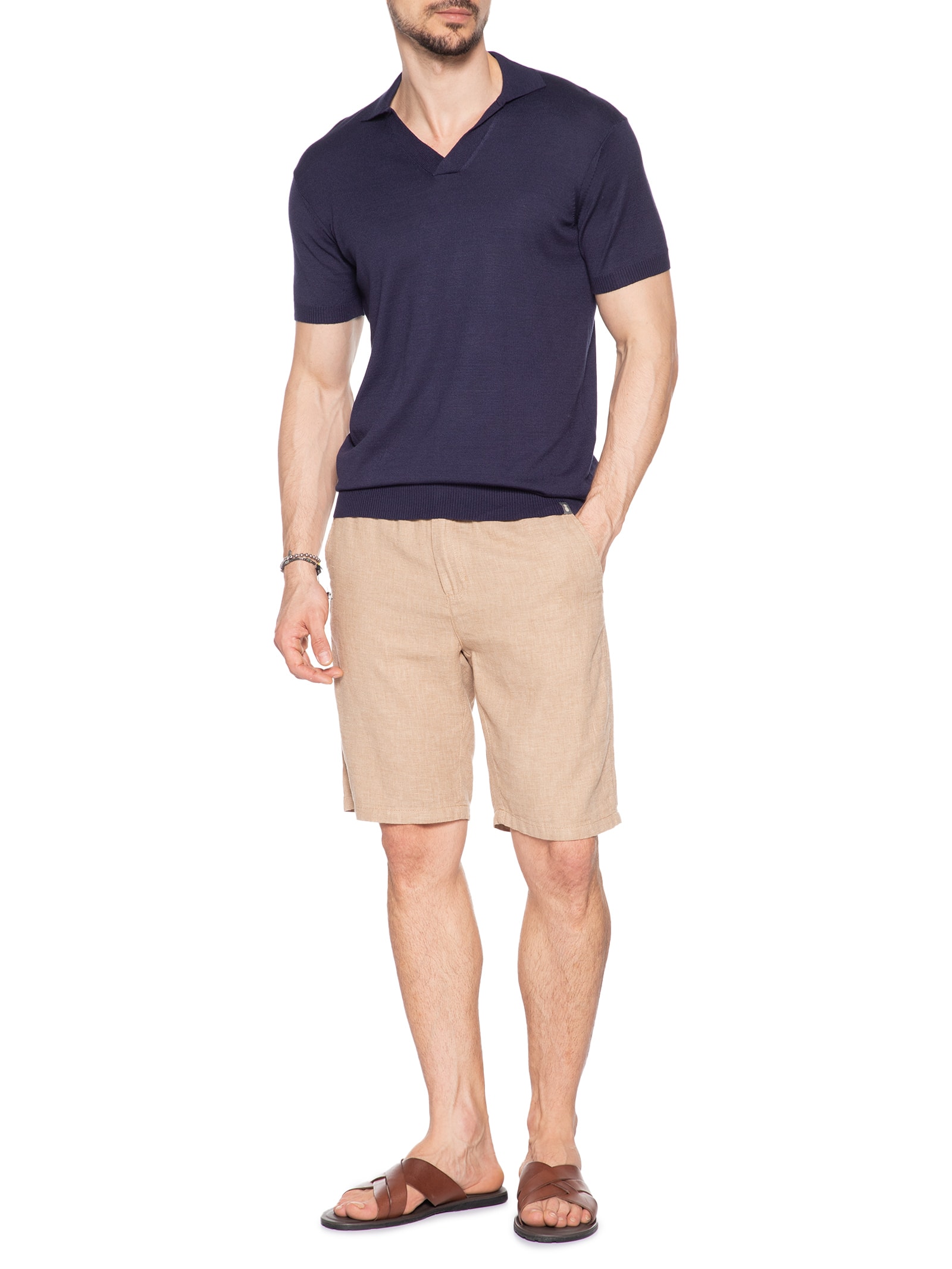 Polo Masculina Tricot Resort Azul Pineapple