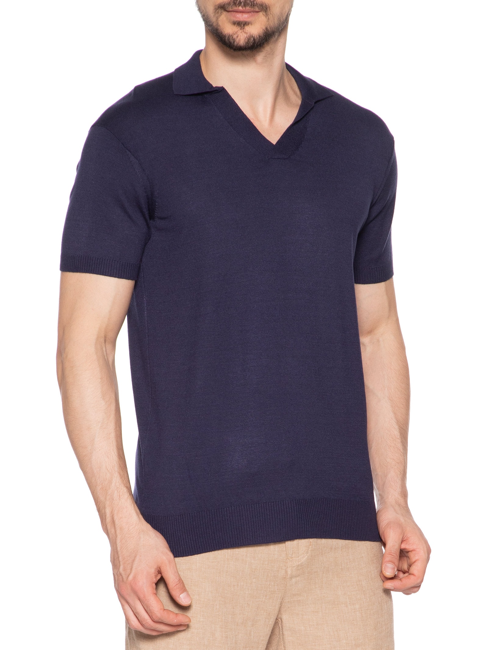 Polo Masculina Tricot Resort Azul Pineapple