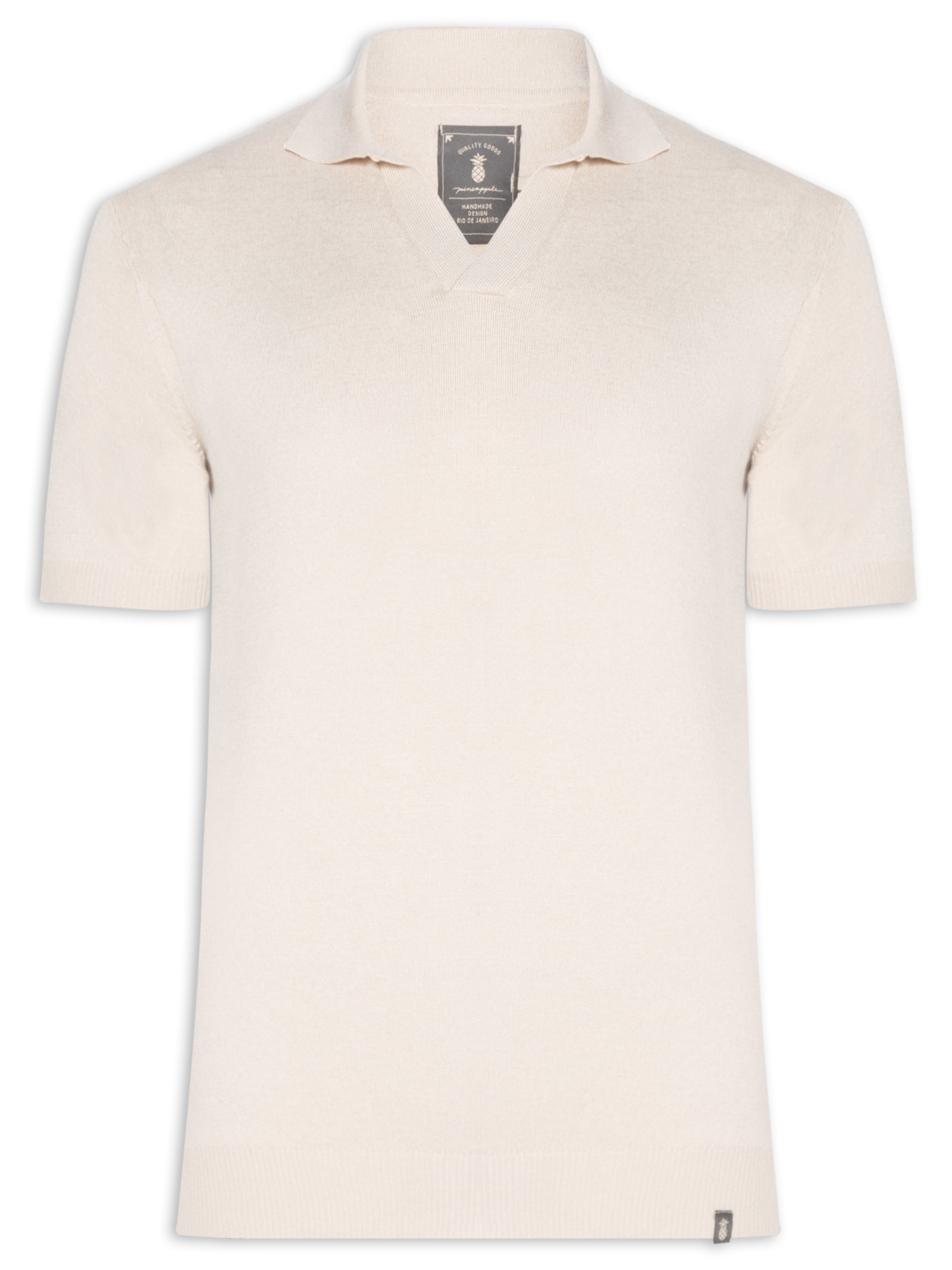 Polo Masculina Tricot Resort Bege Pineapple