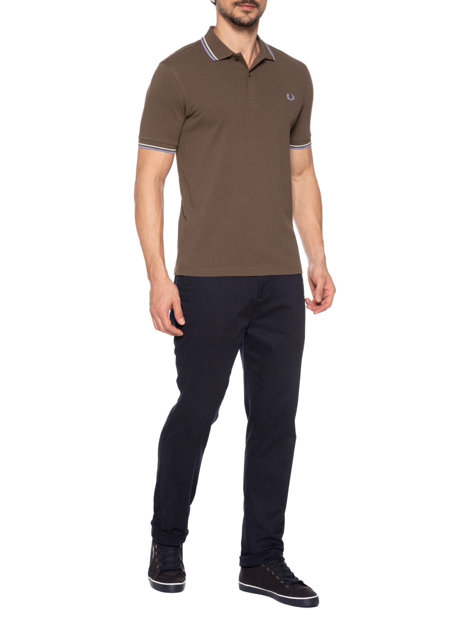 Fred Perry - Polo Masculina Twin Tipped - Marrom