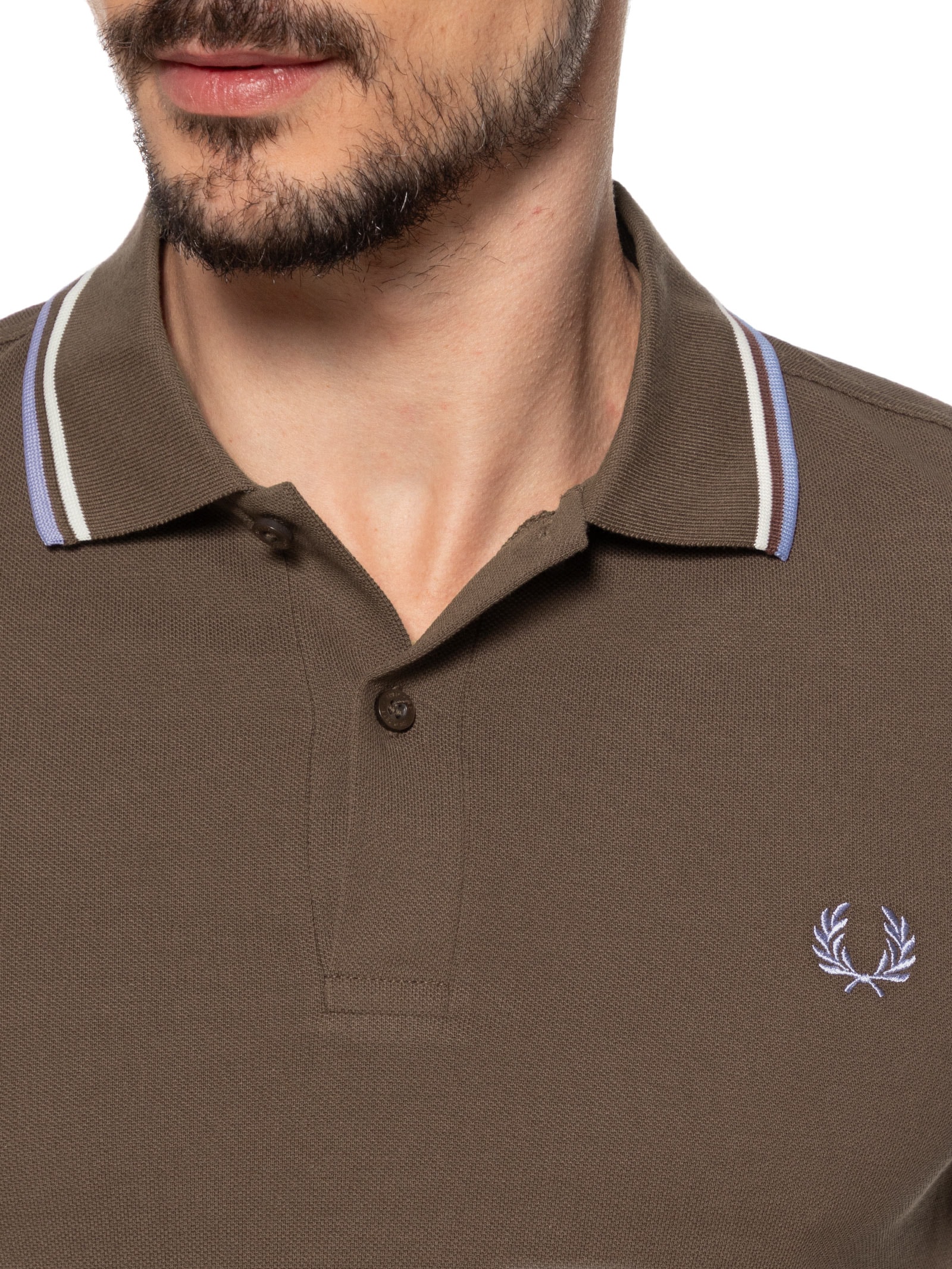 Fred Perry - Polo Masculina Twin Tipped - Marrom