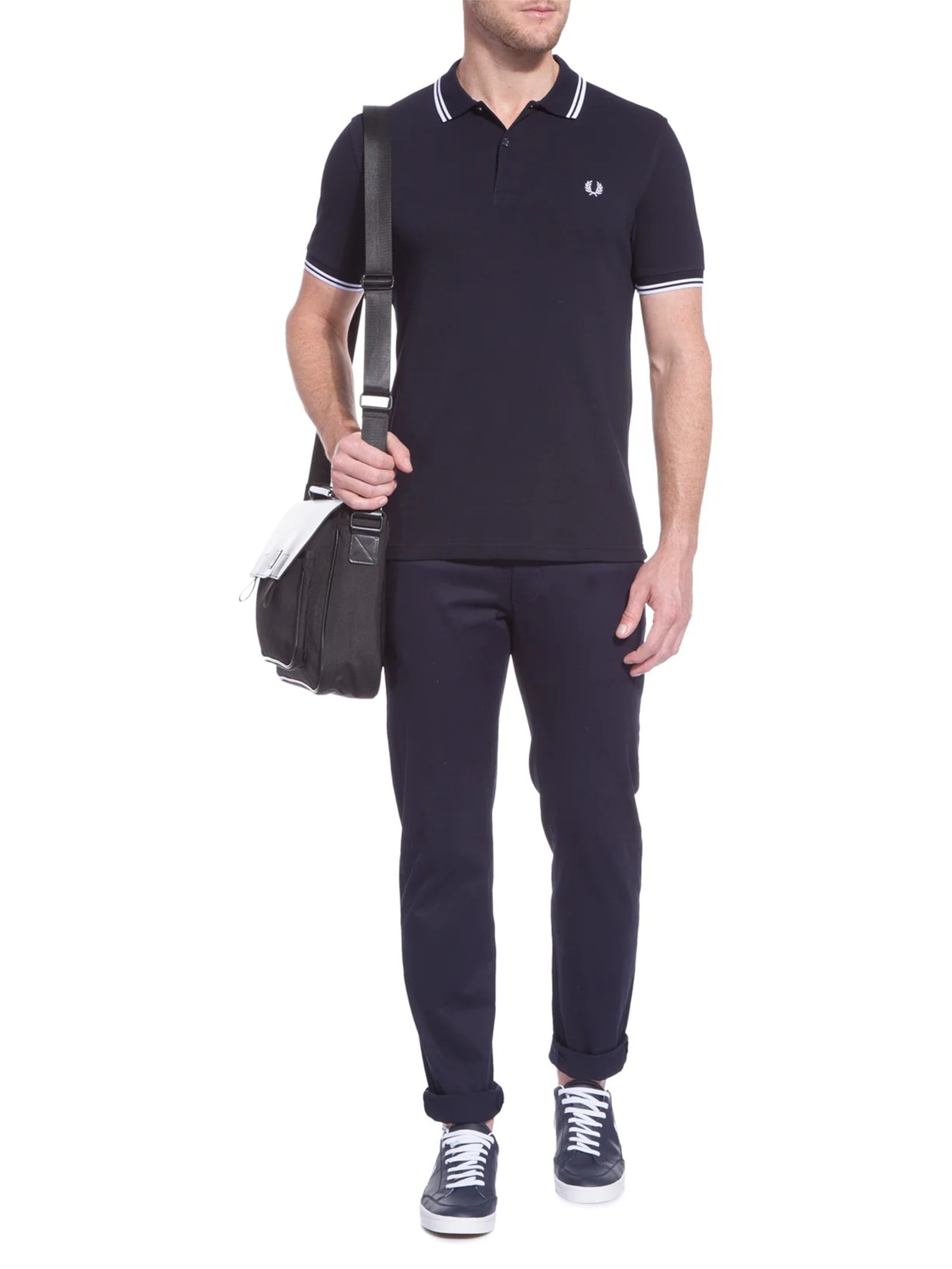 Polo Masculina Twin Tipped Preto Fred Perry