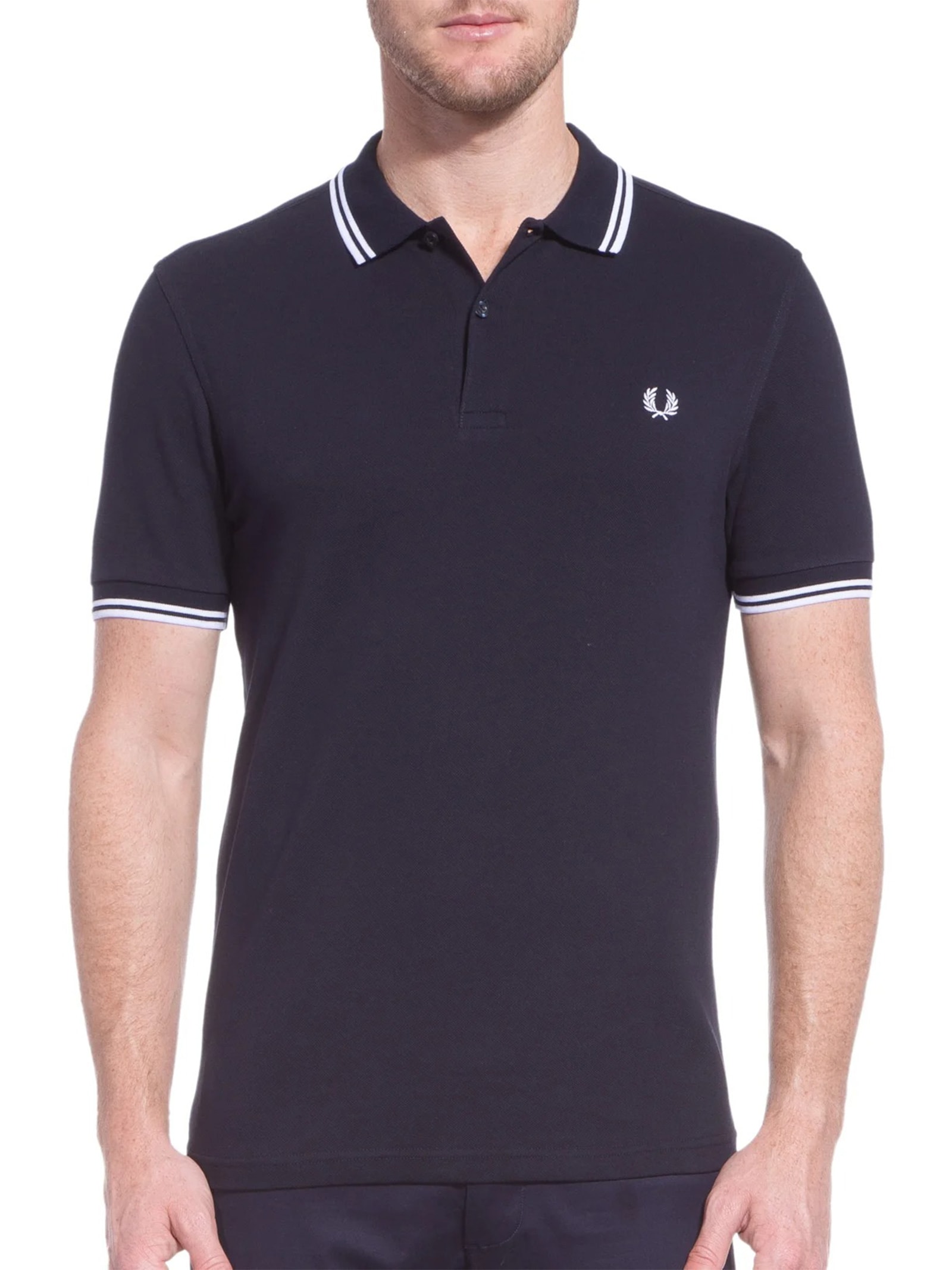 Polo Masculina Twin Tipped Preto Fred Perry