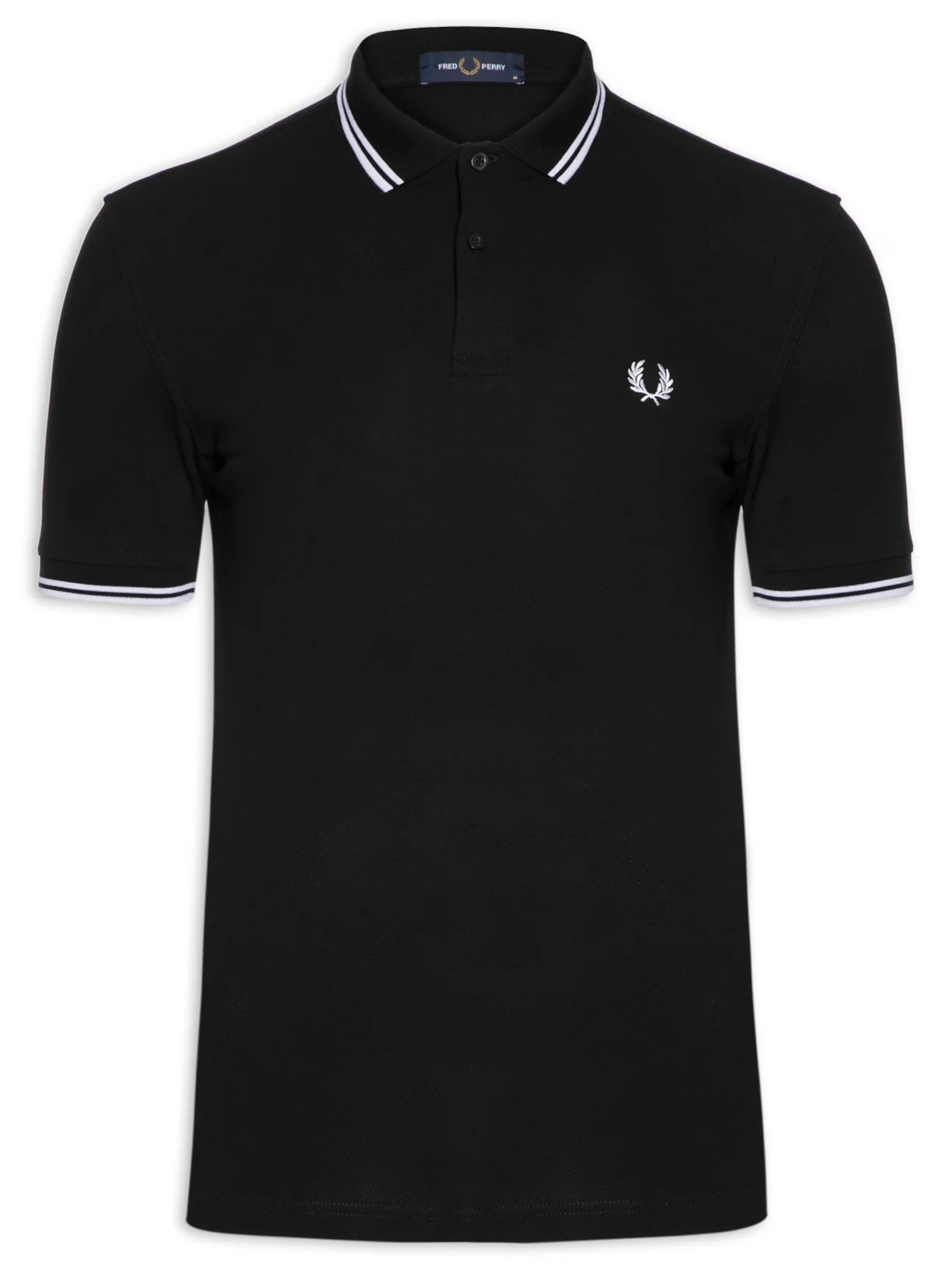 トップス FRED PERRY/Twin Tipped Ribbed Polo Shirt Fred Perry - Polo Masculina Twin Tipped - Preto