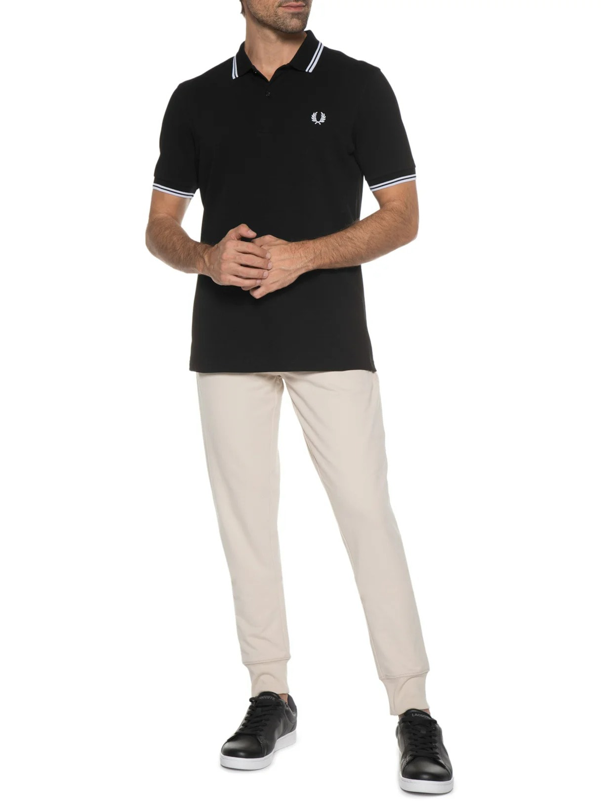 Fred Perry - Polo Masculina Twin Tipped - Preto