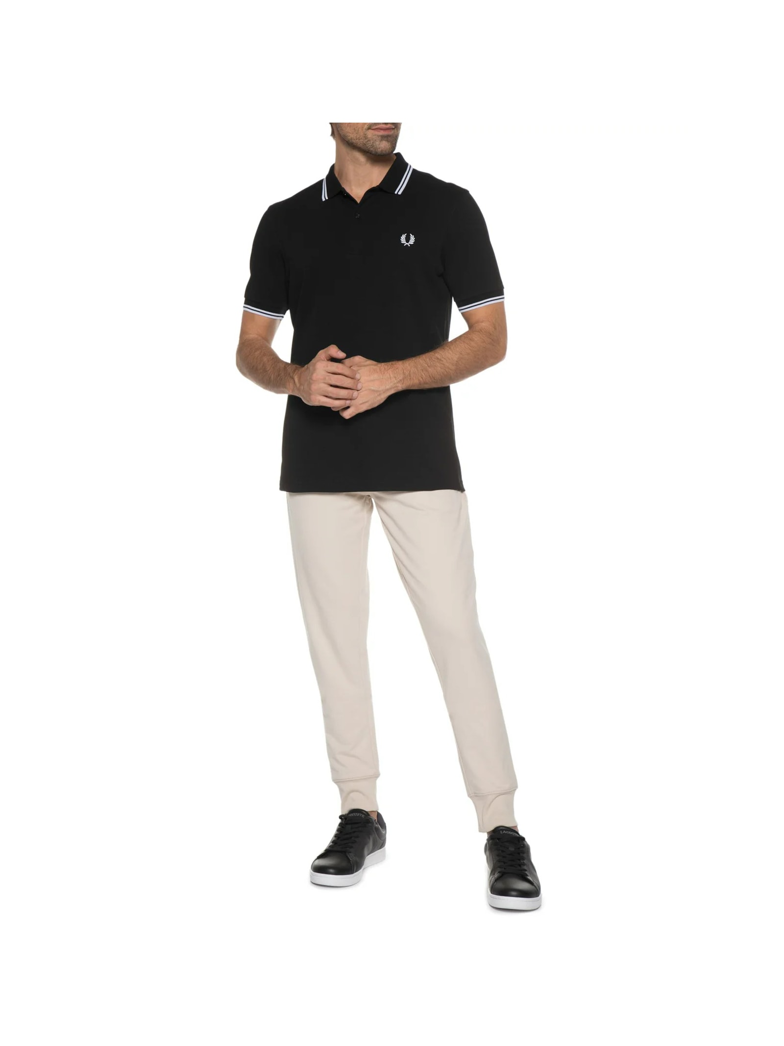 Polo Masculina Twin Tipped Preto Fred Perry