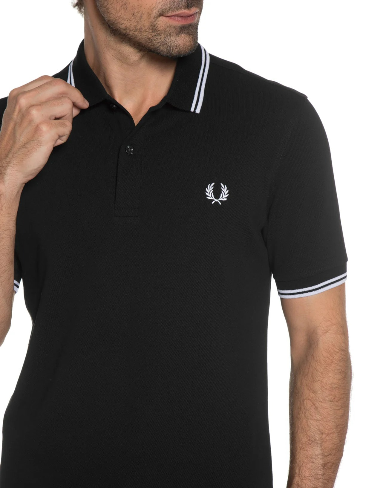 Fred Perry - Polo Masculina Twin Tipped - Preto