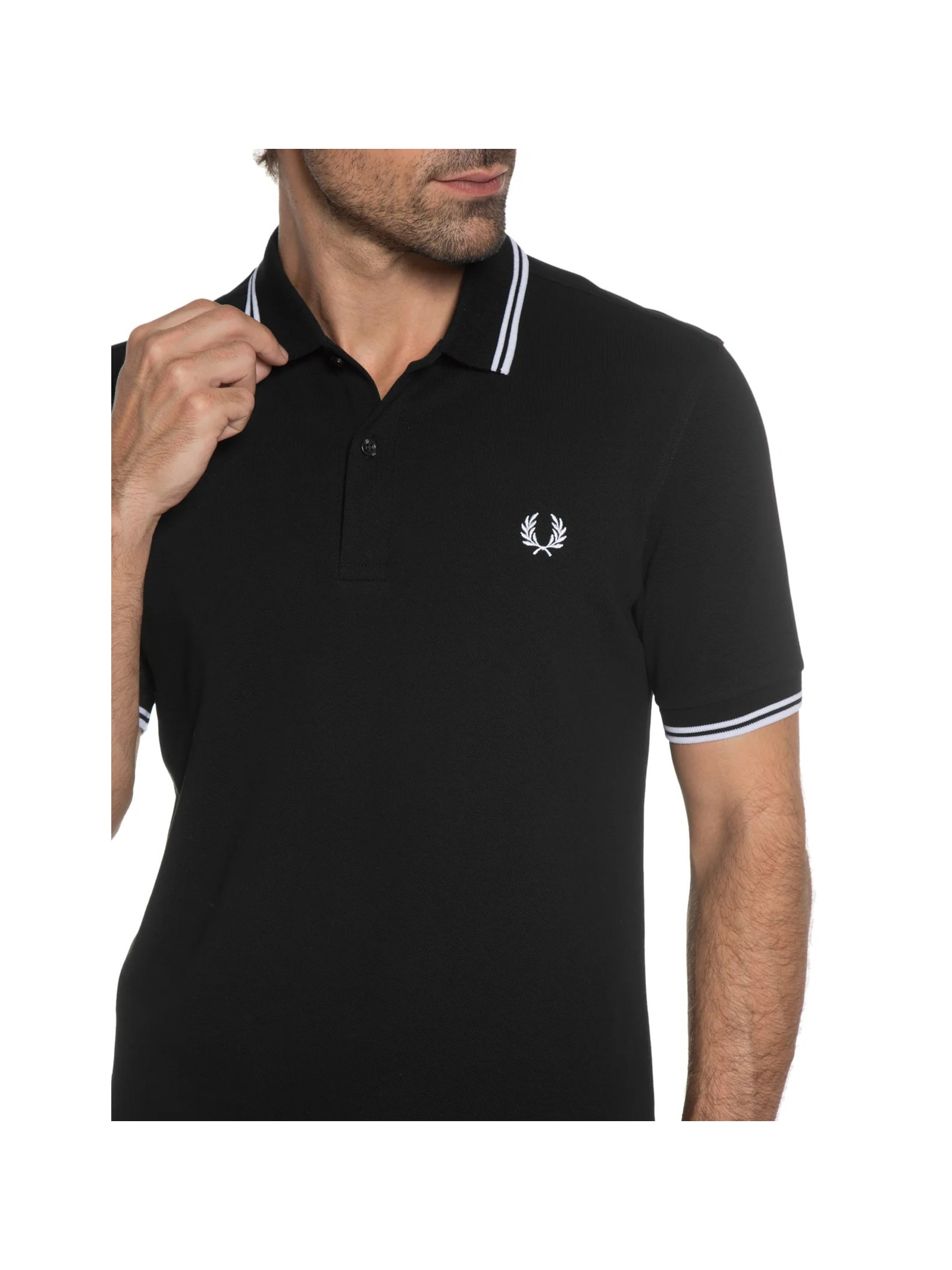 Polo Masculina Twin Tipped Preto Fred Perry