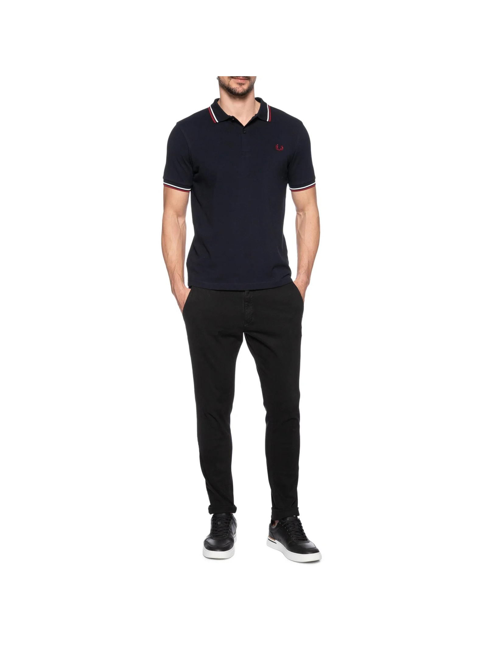 Polo Masculina Twin Tipped Regular Fit Azul Fred Perry