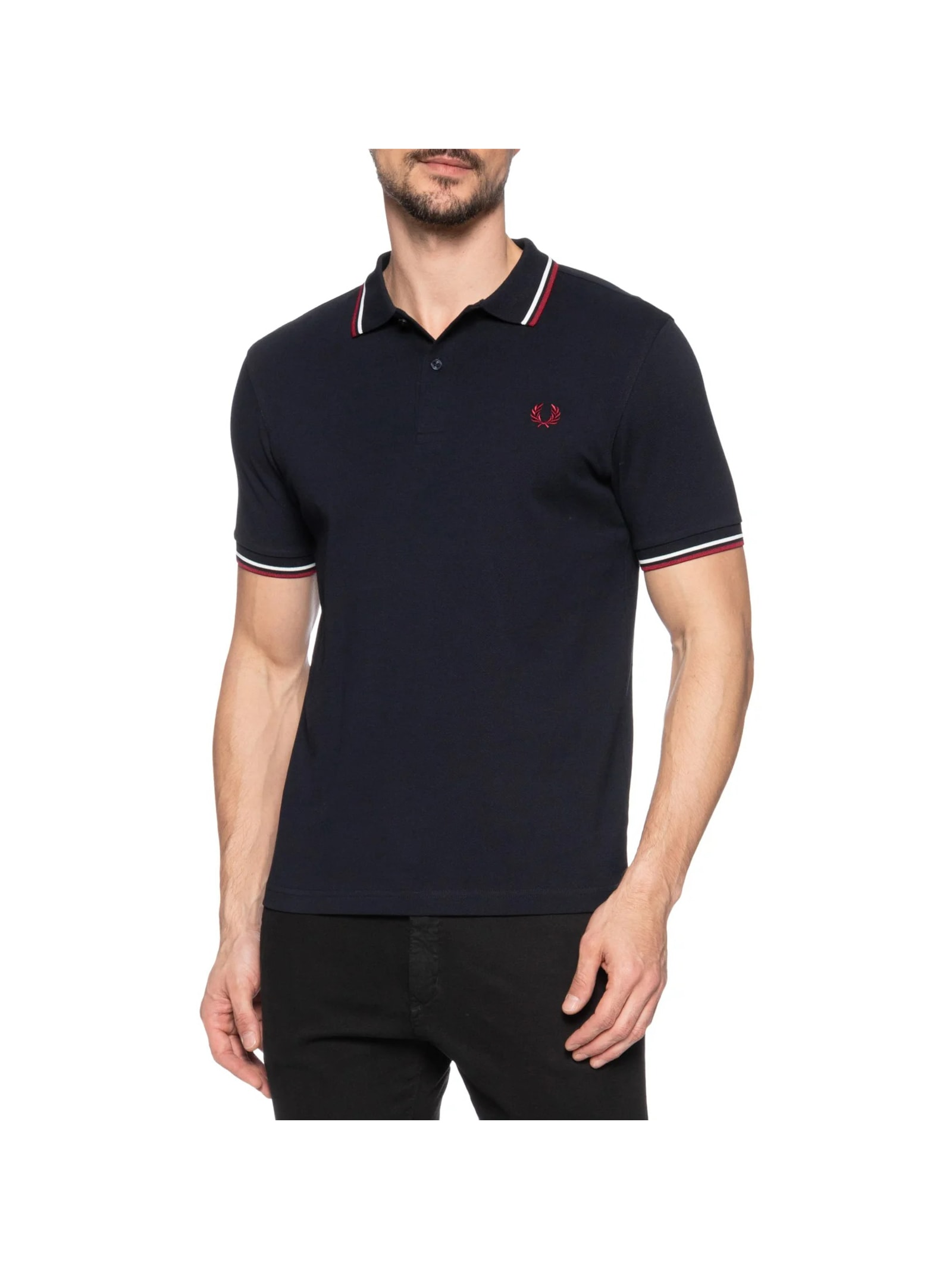 Polo Masculina Twin Tipped Regular Fit Azul Fred Perry