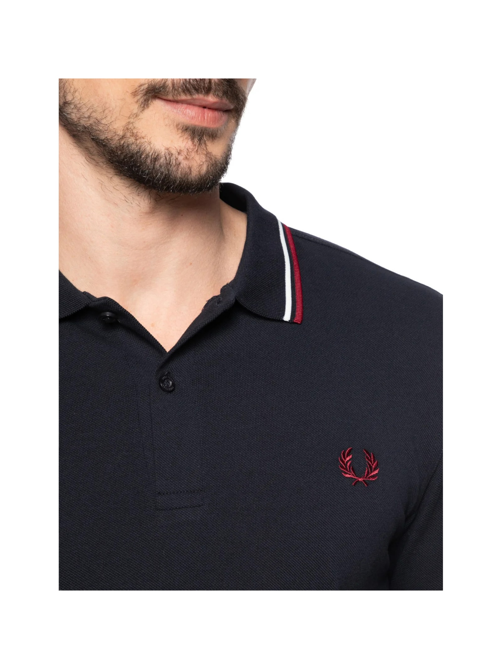Polo Masculina Twin Tipped Regular Fit Azul Fred Perry