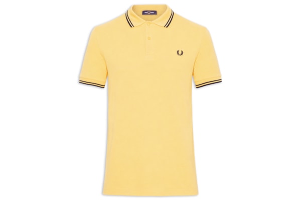 Polo Masculina Twin Tipped Regular Fit Em Piquet De Algodão - Amarelo
