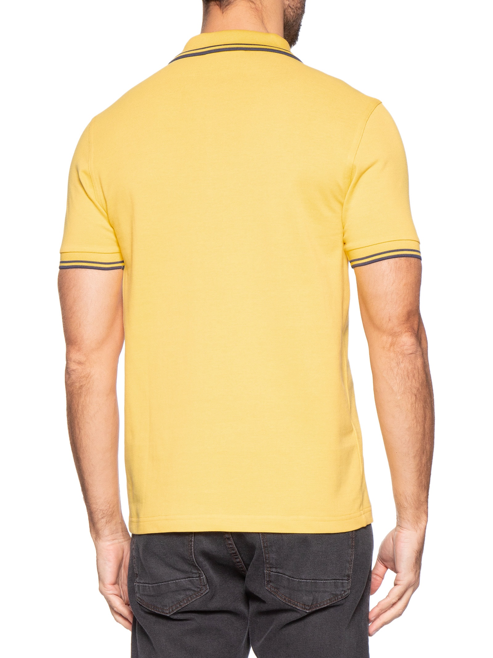 Polo Masculina Twin Tipped Regular Fit Em Piquet De Algodão Amarelo Fred Perry