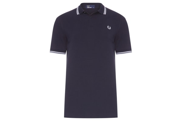 Polo Masculina Twin Tipped Regular Fit Em Piquet De Algodão - Azul