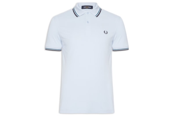 Polo Masculina Twin Tipped Regular Fit Em Piquet De Algodão - Azul