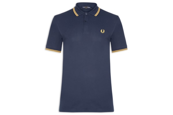 Polo Masculina Twin Tipped Regular Fit Em Piquet De Algodão - Azul
