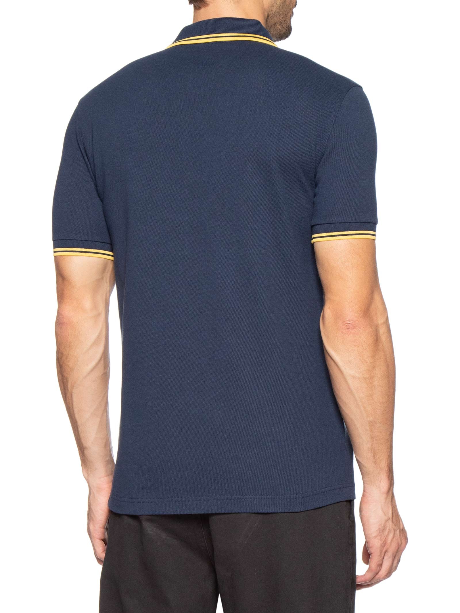 Polo Masculina Twin Tipped Regular Fit Em Piquet De Algodão Azul Fred Perry
