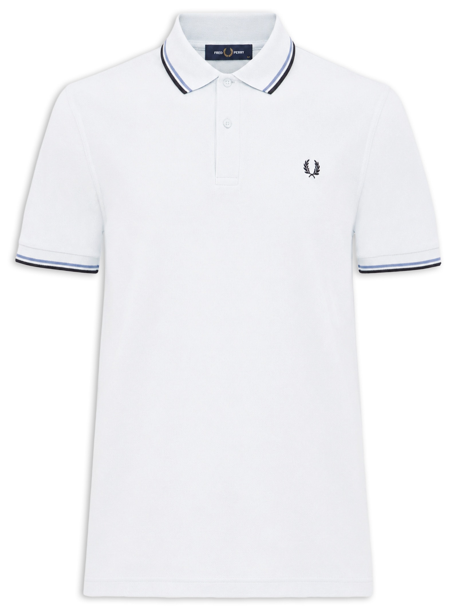 Polo Masculina Twin Tipped Regular Fit Em Piquet De Algodão Azul Fred Perry