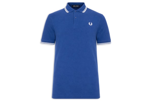 Polo Masculina Twin Tipped Regular Fit Em Piquet De Algodão - Azul