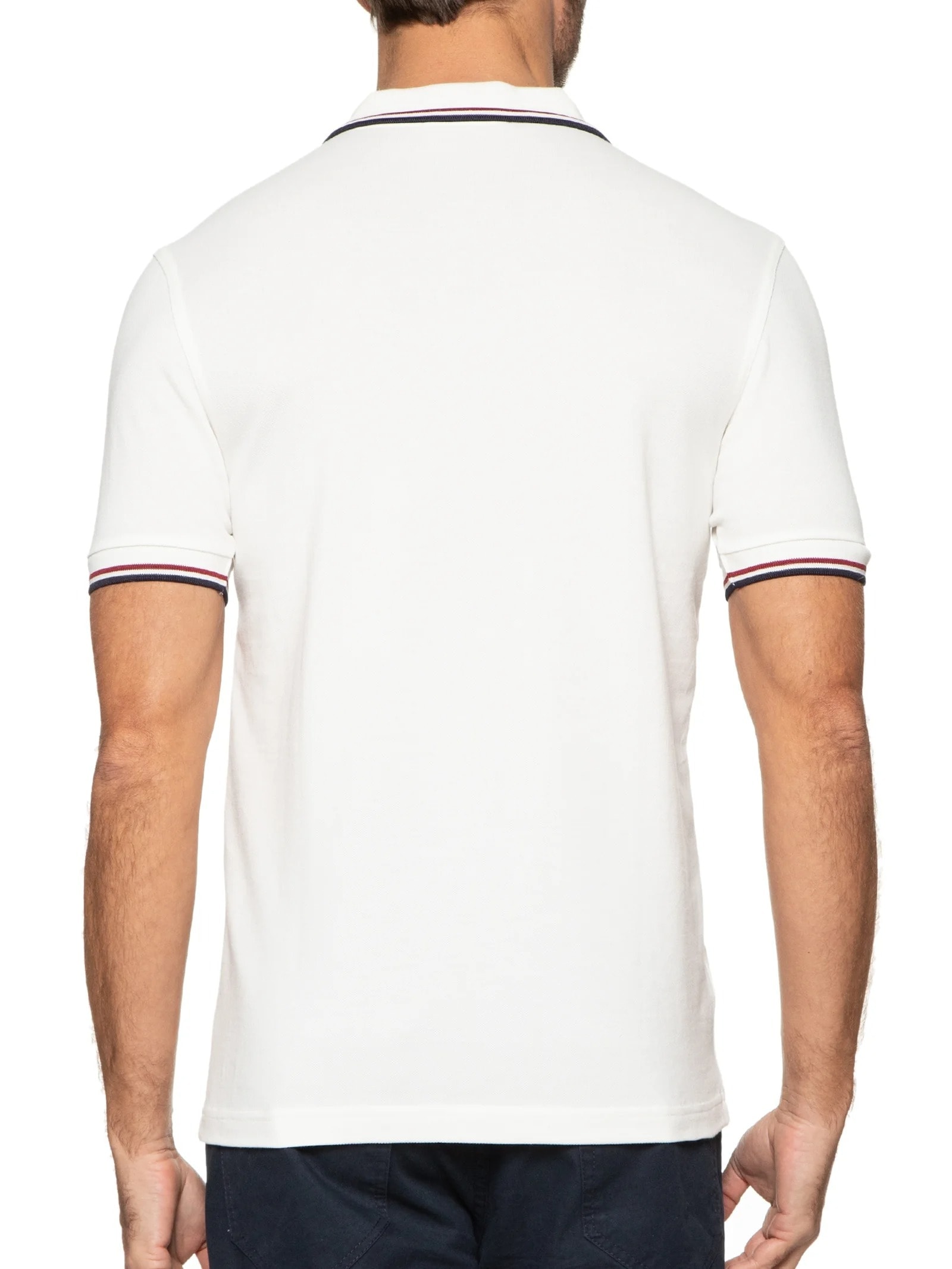 Polo Masculina Twin Tipped Regular Fit Em Piquet De Algodão Branco Fred Perry