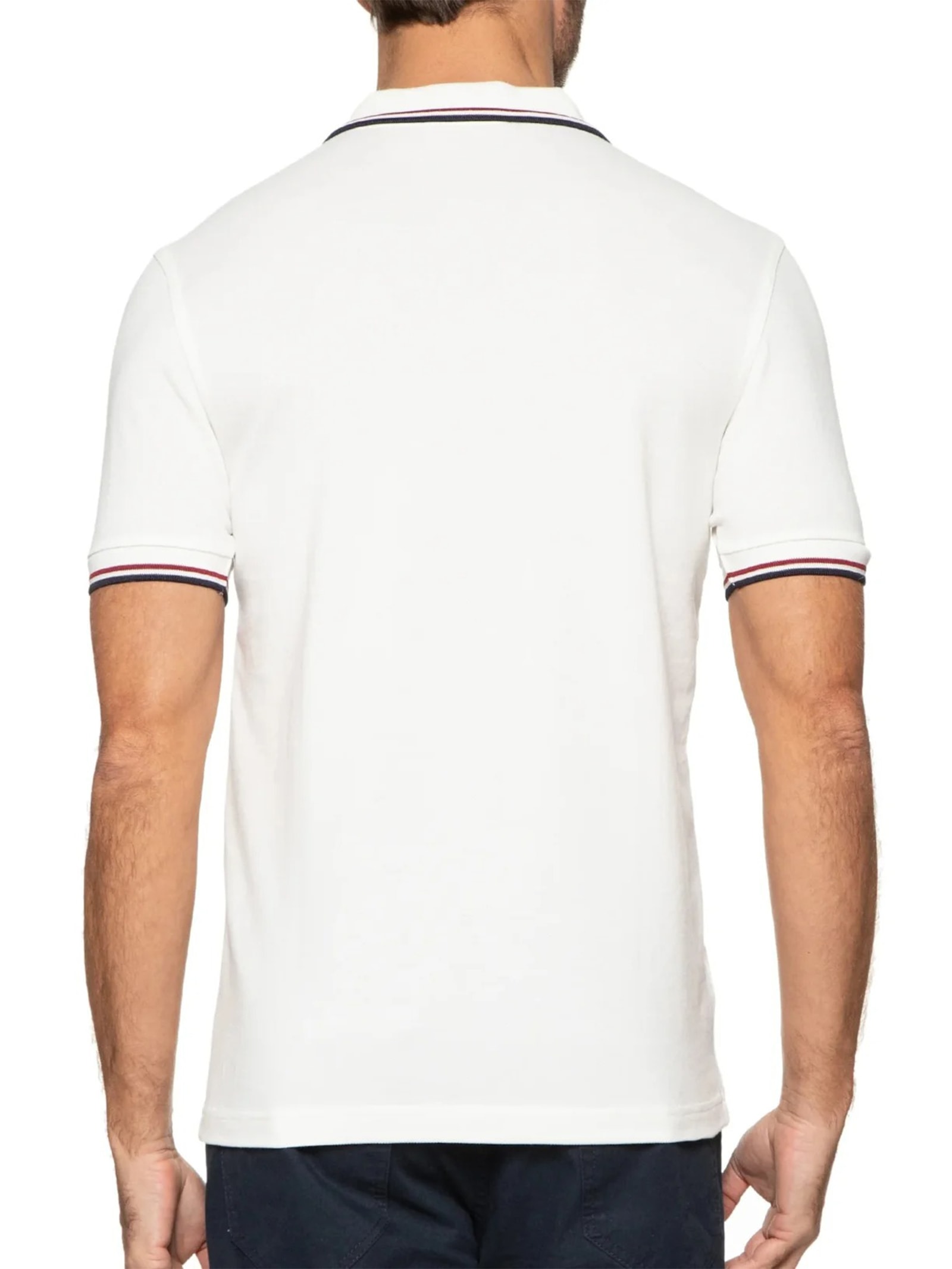 Polo Masculina Twin Tipped Regular Fit Em Piquet De Algodão Branco Fred Perry