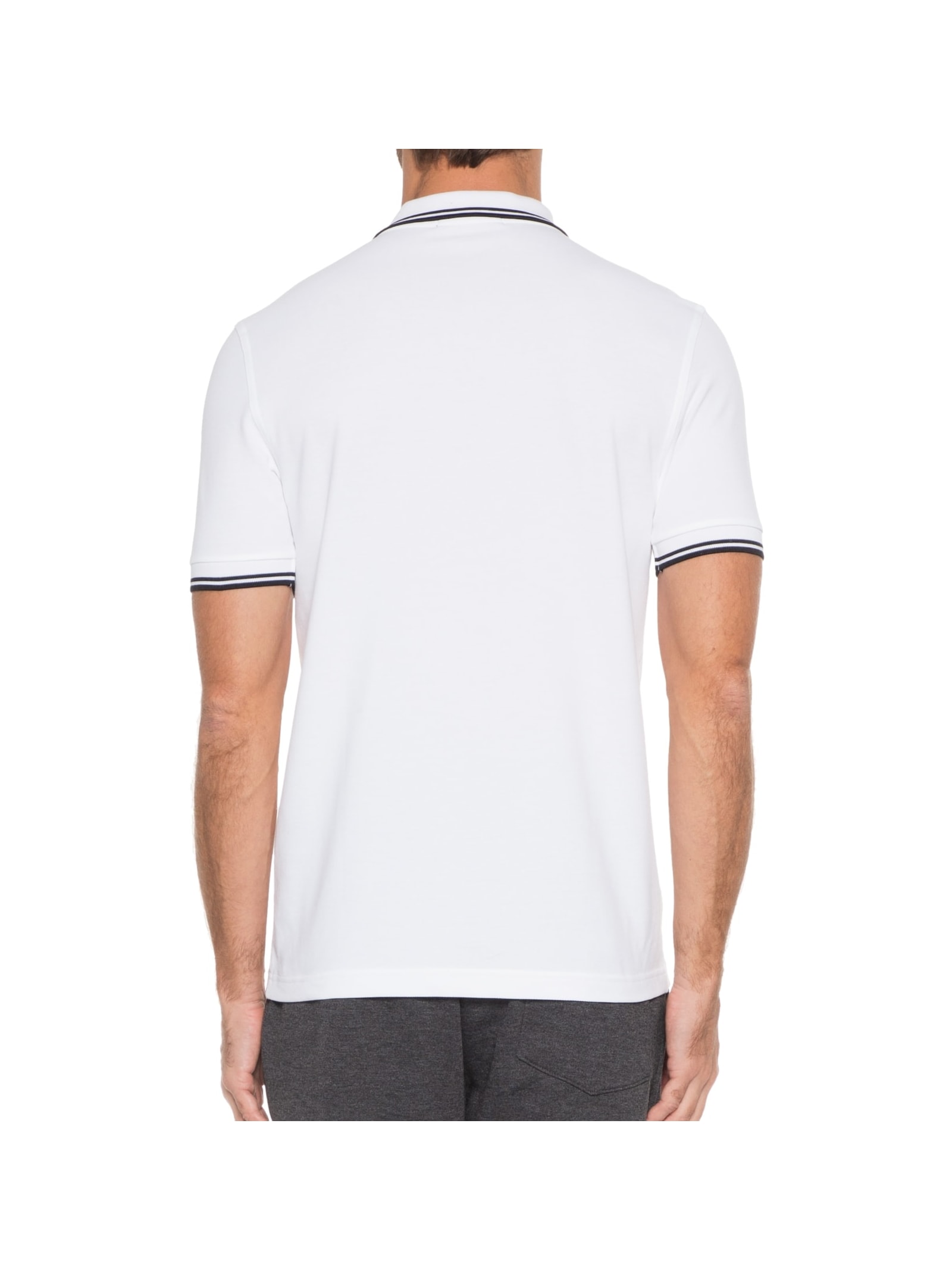 Polo Masculina Twin Tipped Regular Fit Em Piquet De Algodão Branco Fred Perry