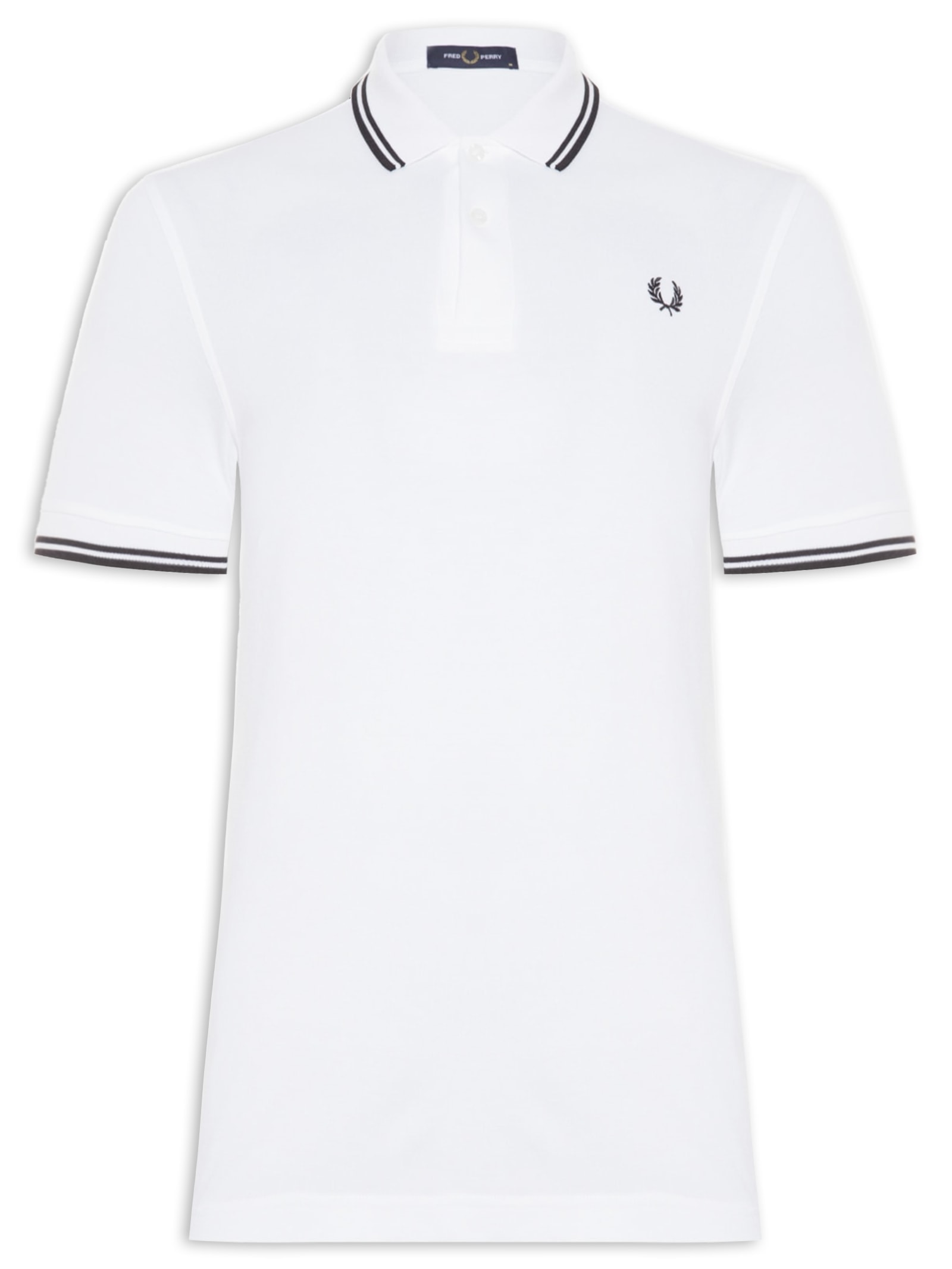 Polo Masculina Twin Tipped Regular Fit Em Piquet De Algodão Branco Fred Perry
