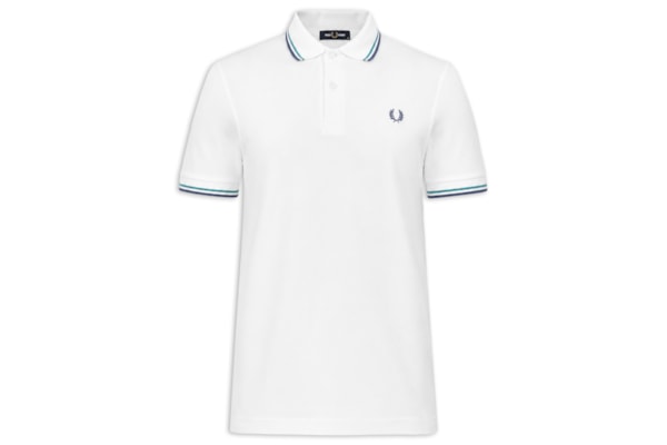 Polo Masculina Twin Tipped Regular Fit Em Piquet De Algodão - Branco